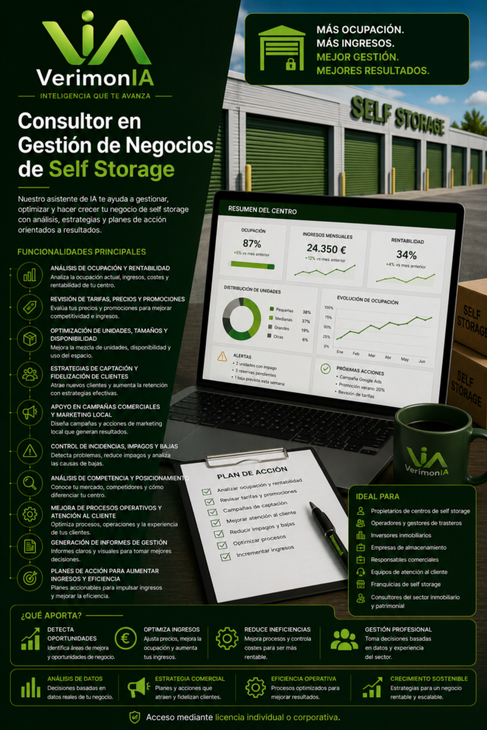 consultor negocios de self storage